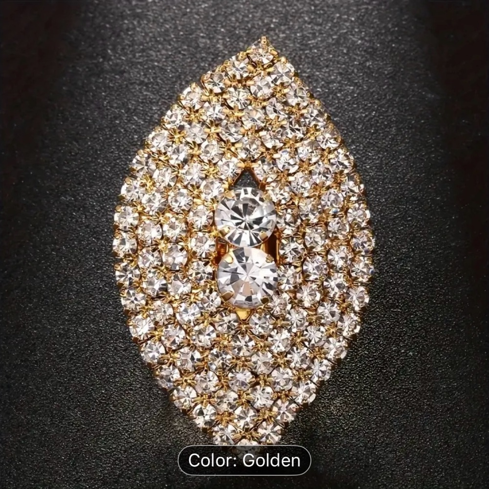 Elegant Gold Crystal Women's Adjustable Ring